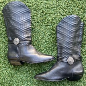 Vintage Aj Valenci Woven Leather Boots